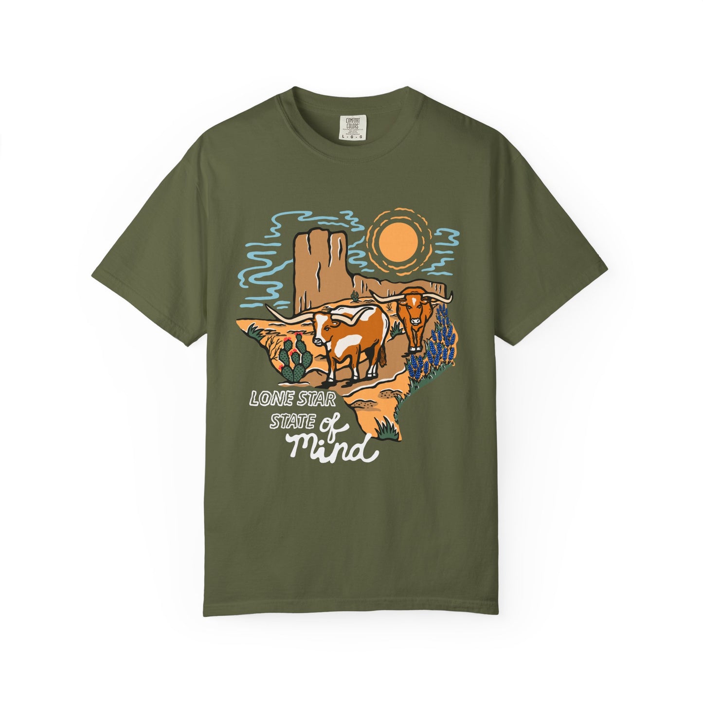 Lone Star State of Mind T-Shirt – Western Texas Longhorn Desert Scene
