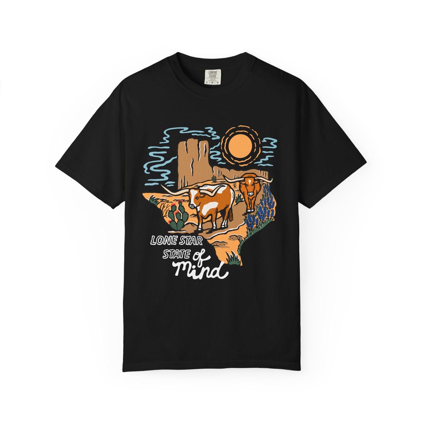 Lone Star State of Mind T-Shirt – Western Texas Longhorn Desert Scene