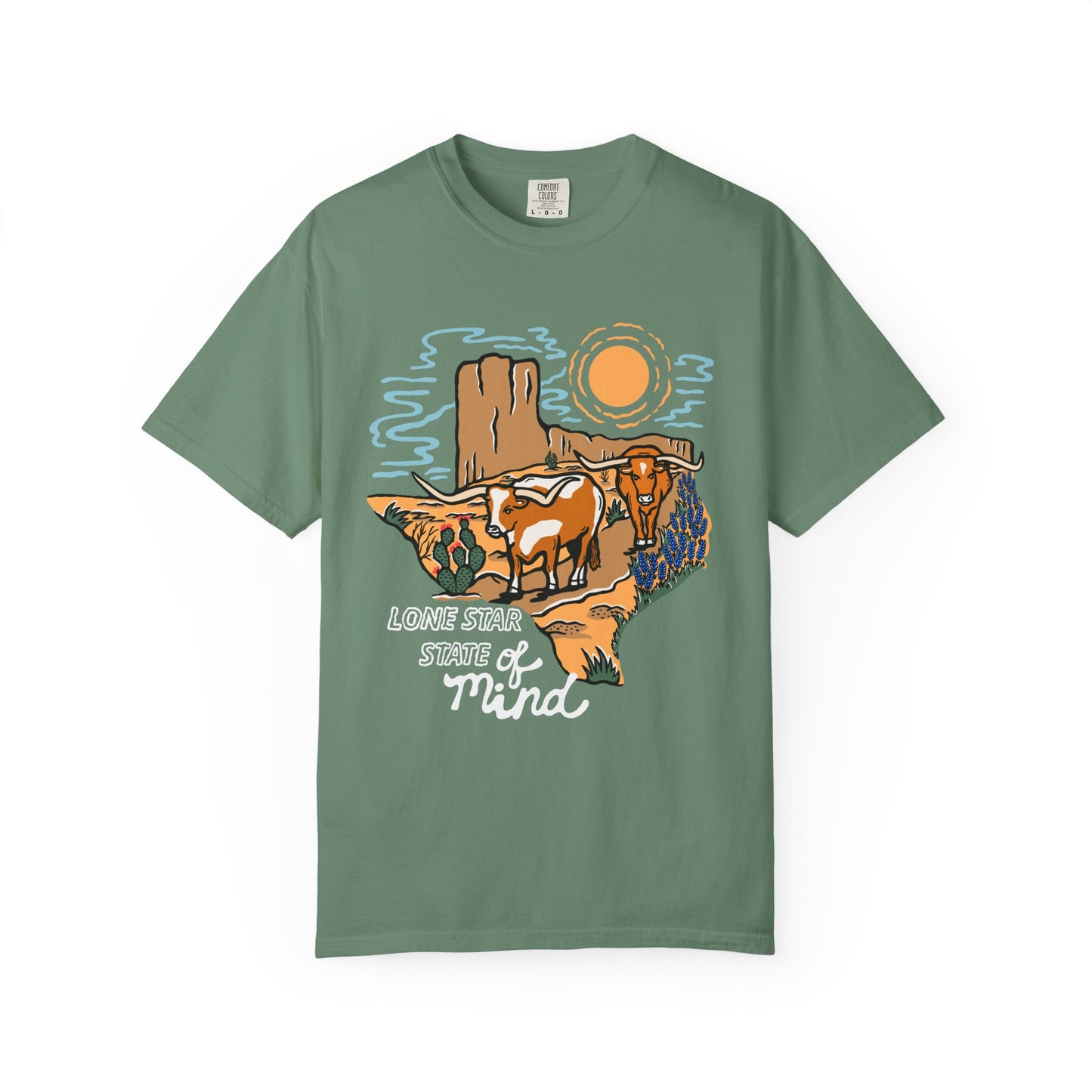 Lone Star State of Mind T-Shirt – Western Texas Longhorn Desert Scene
