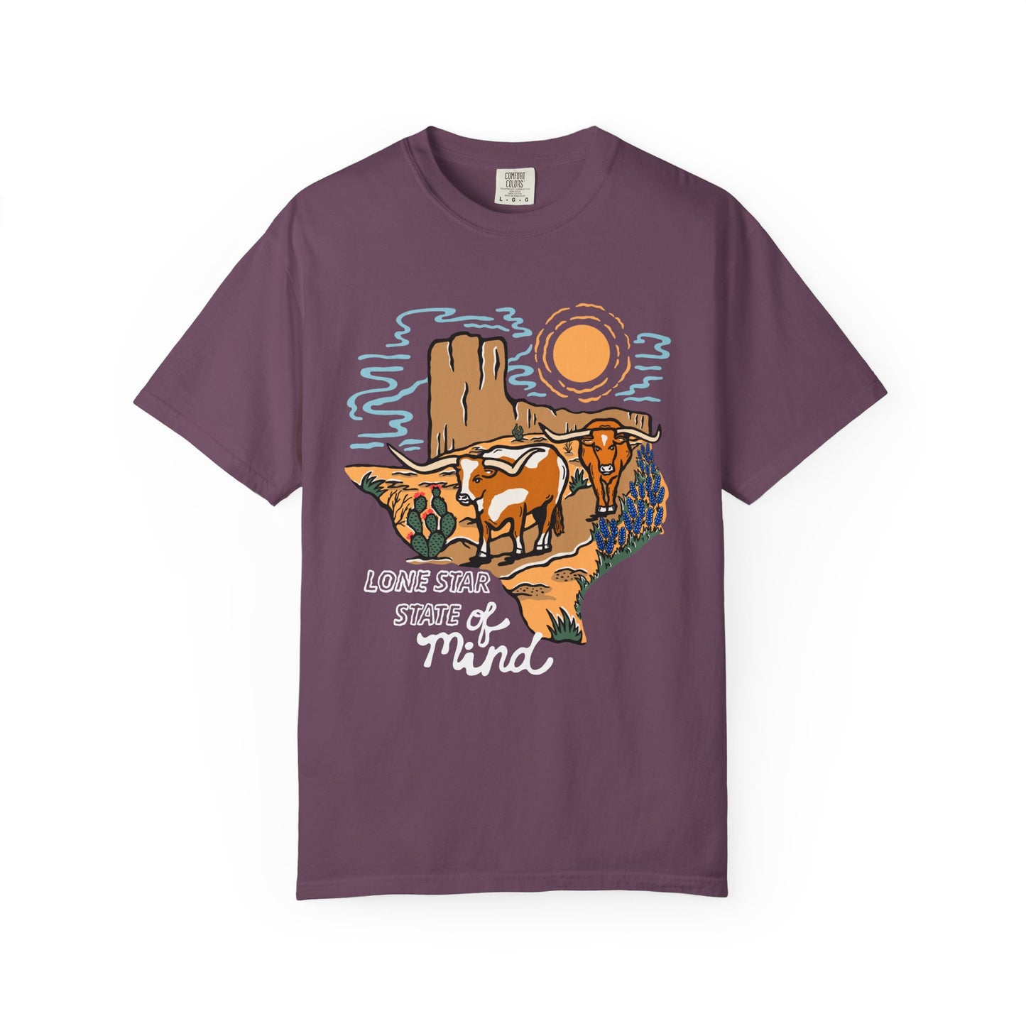 Lone Star State of Mind T-Shirt – Western Texas Longhorn Desert Scene