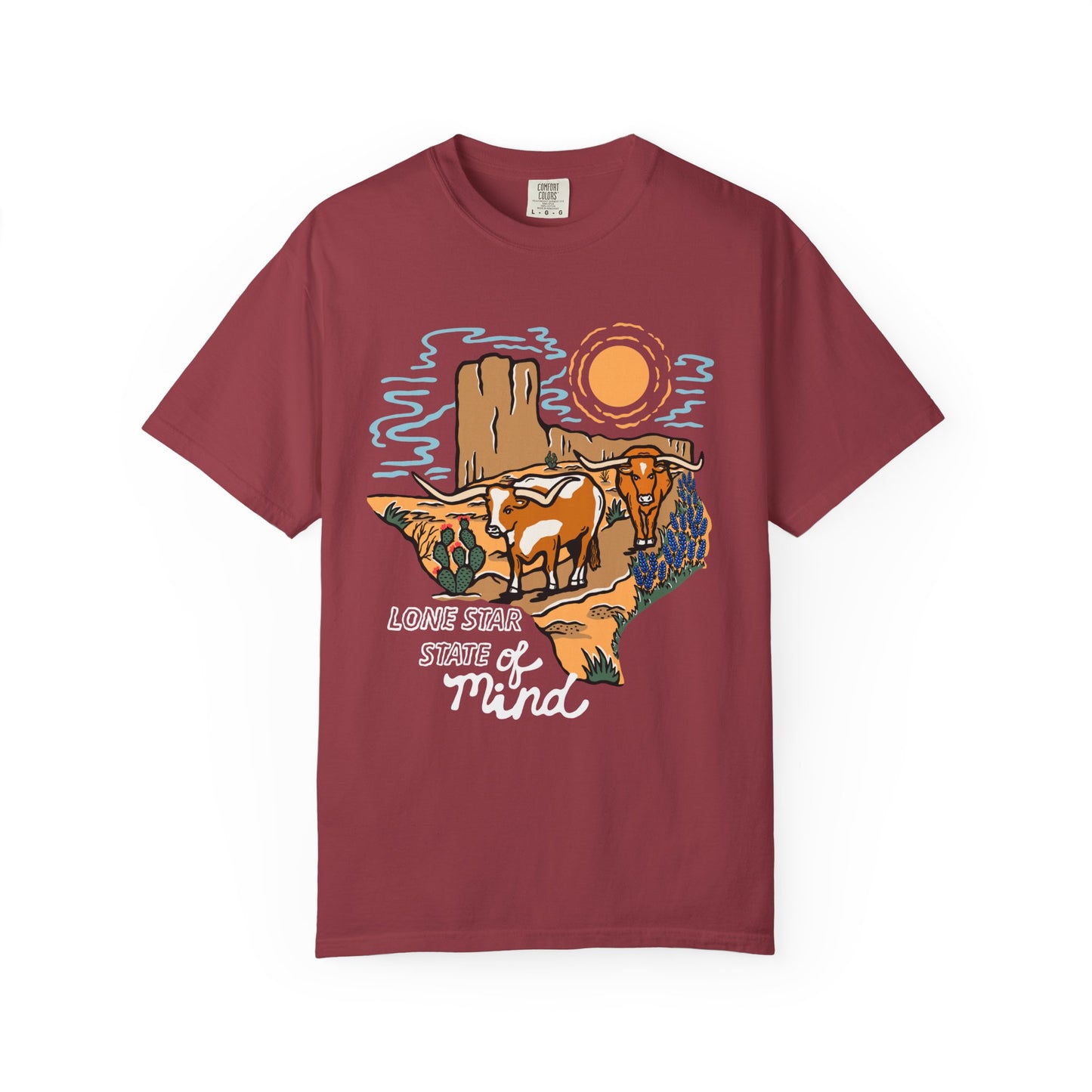 Lone Star State of Mind T-Shirt – Western Texas Longhorn Desert Scene