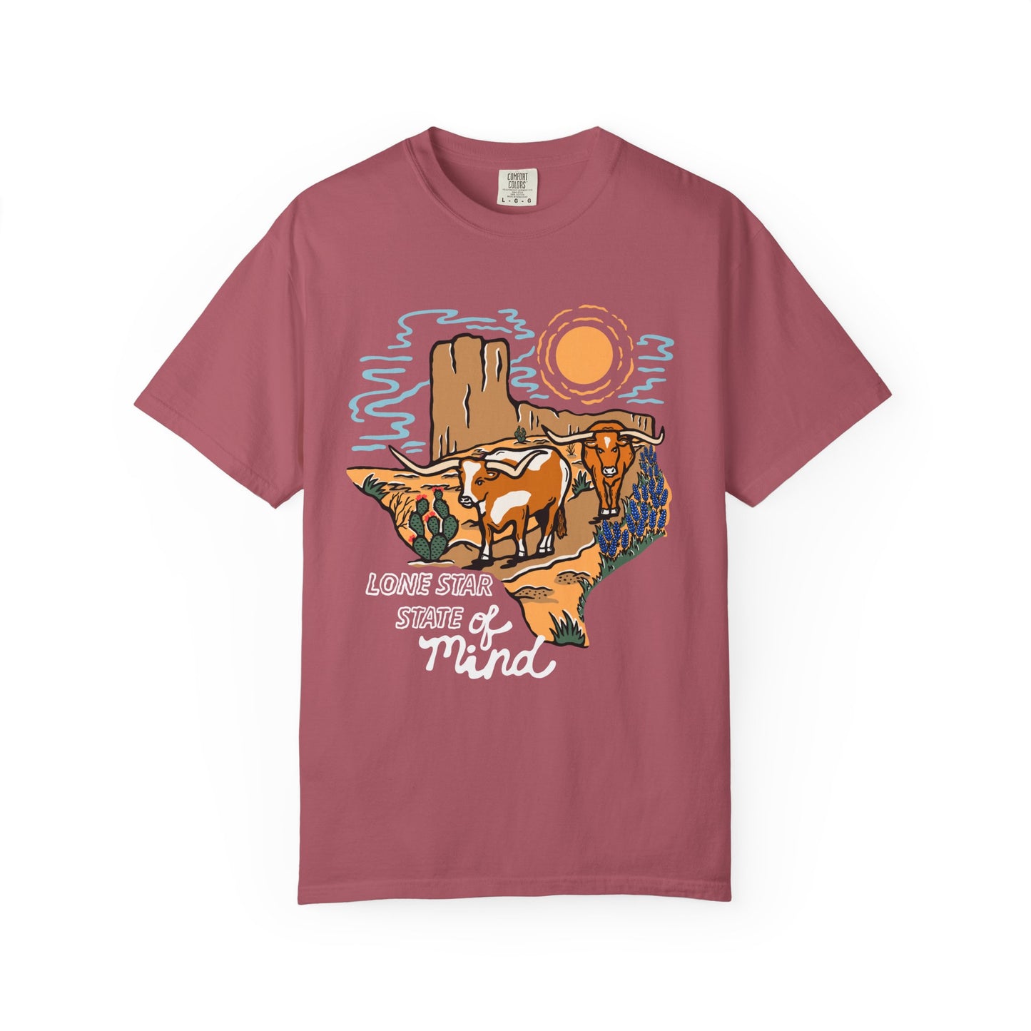 Lone Star State of Mind T-Shirt – Western Texas Longhorn Desert Scene