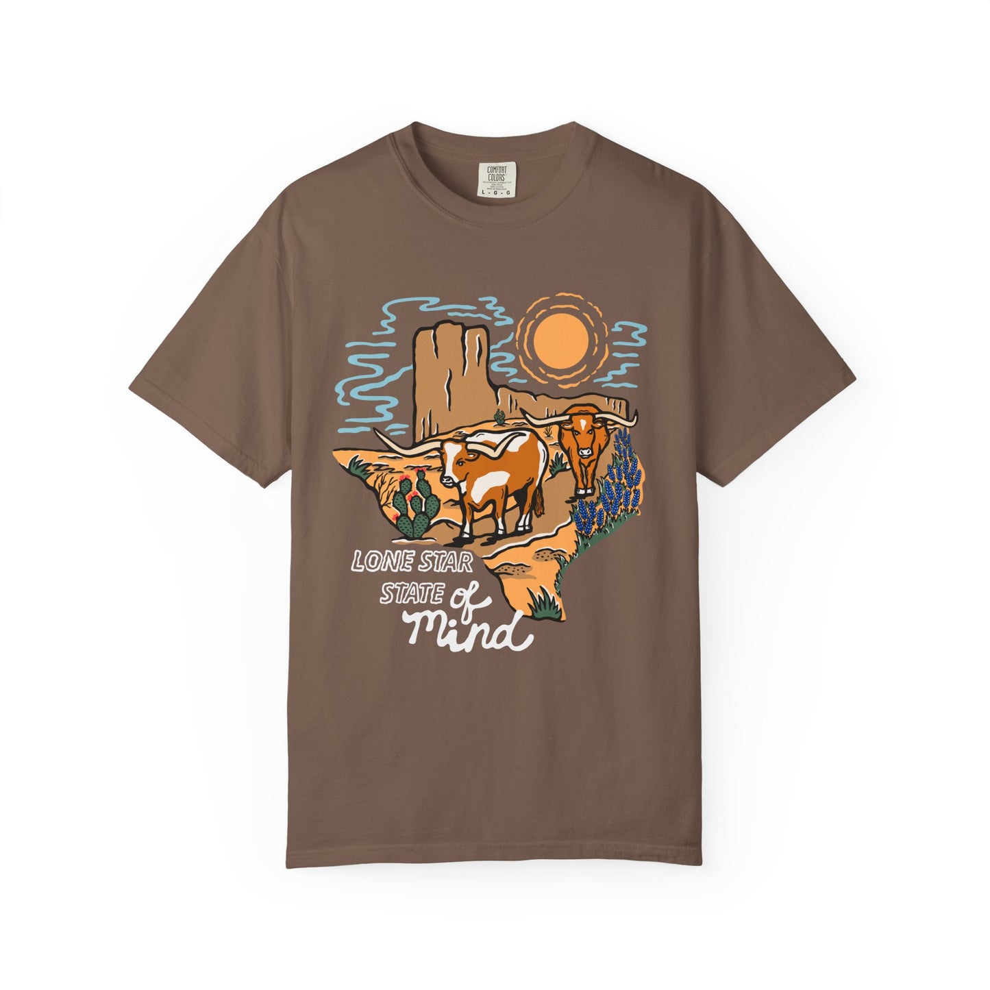 Lone Star State of Mind T-Shirt – Western Texas Longhorn Desert Scene