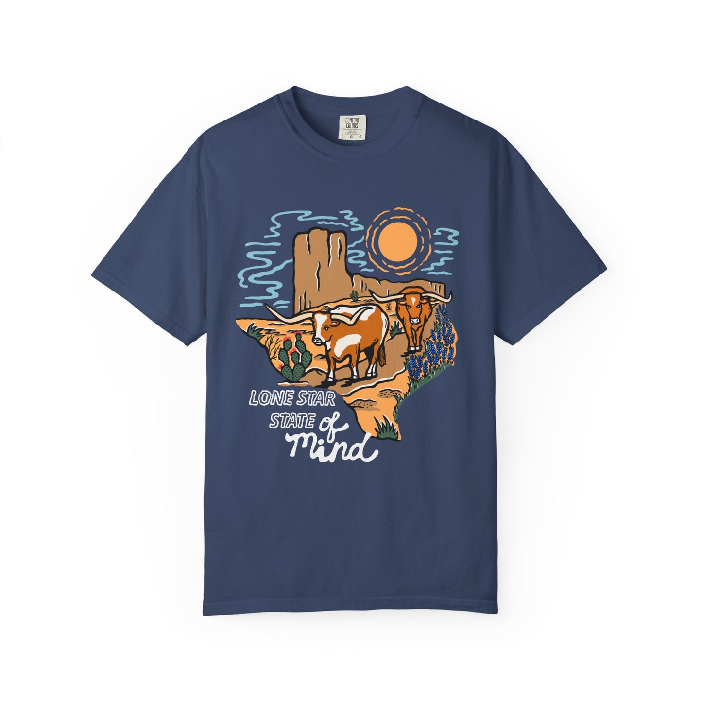 Lone Star State of Mind T-Shirt – Western Texas Longhorn Desert Scene