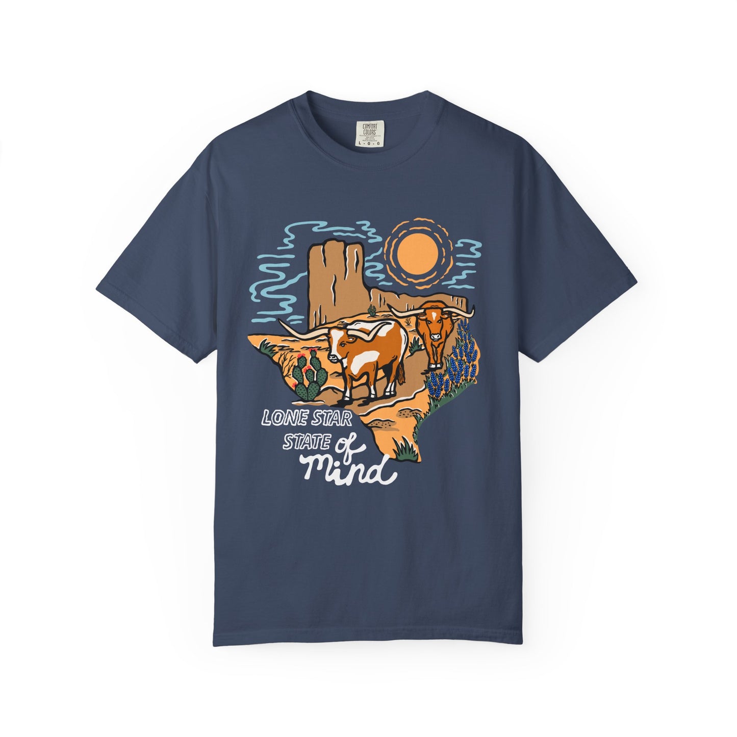 Lone Star State of Mind T-Shirt – Western Texas Longhorn Desert Scene