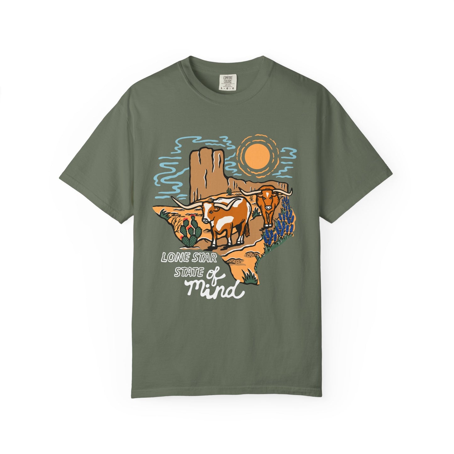 Lone Star State of Mind T-Shirt – Western Texas Longhorn Desert Scene