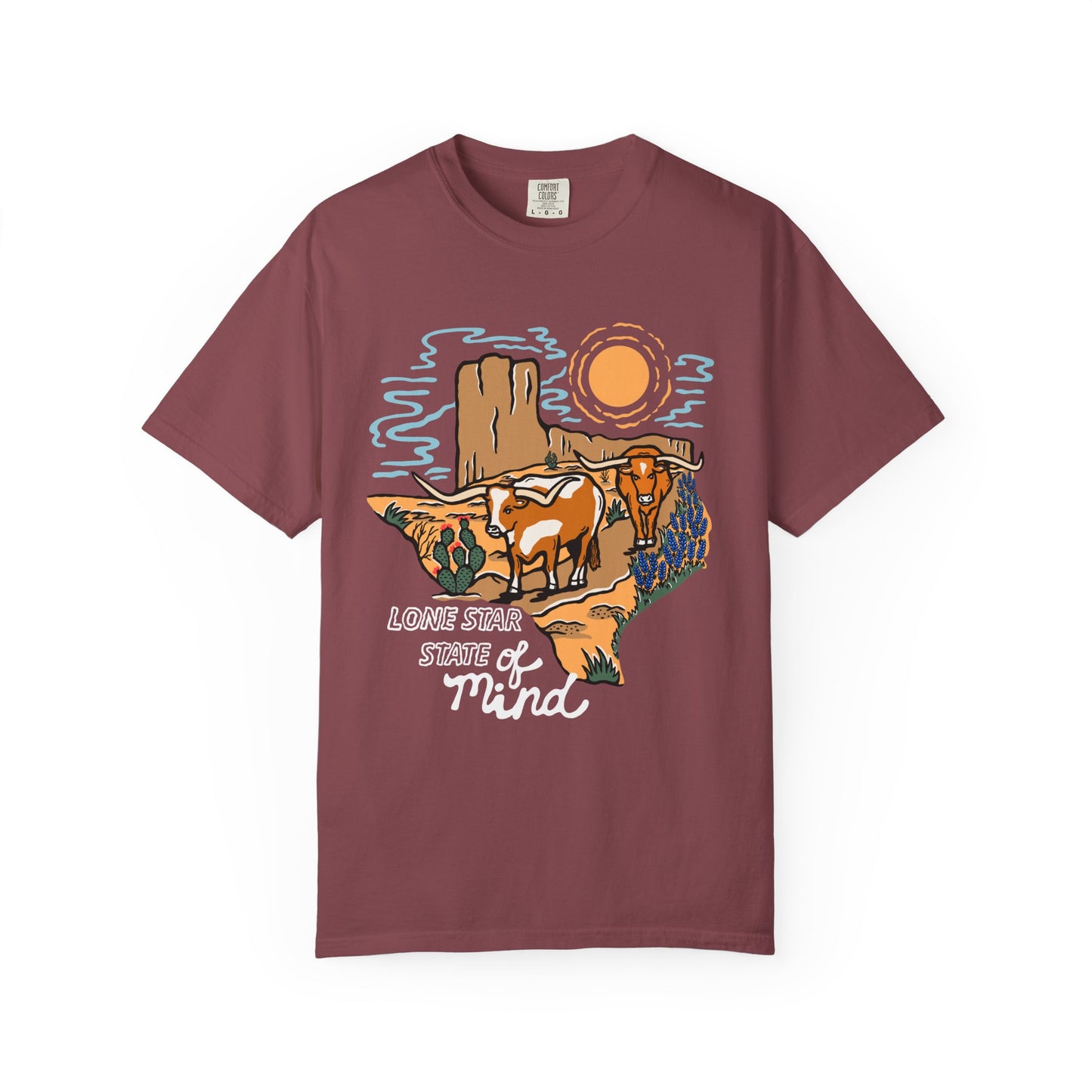 Lone Star State of Mind T-Shirt – Western Texas Longhorn Desert Scene