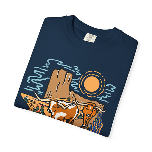 Lone Star State of Mind T-Shirt – Western Texas Longhorn Desert Scene