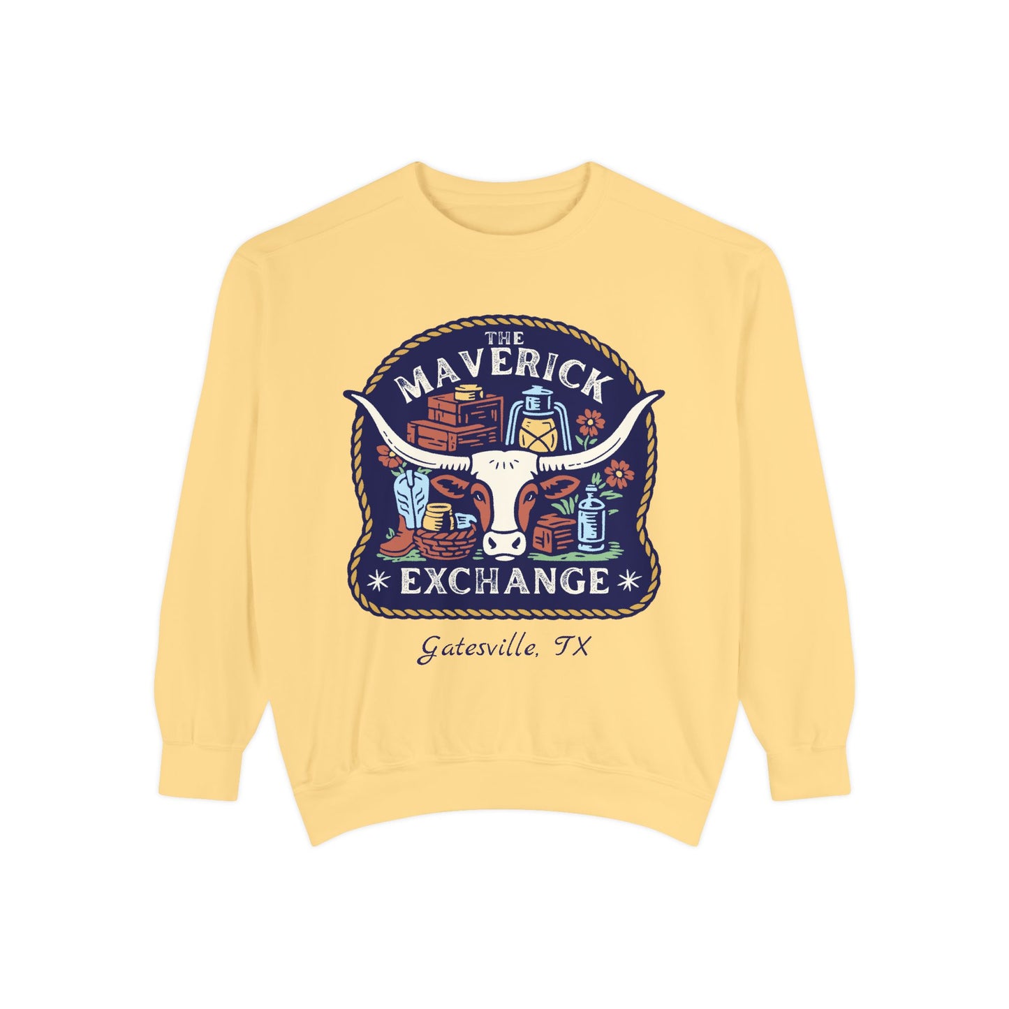The Maverick Exchange Crewneck – Local Texas Market Souvenir