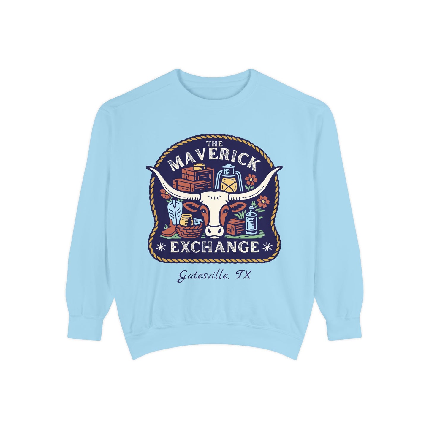 The Maverick Exchange Crewneck – Local Texas Market Souvenir