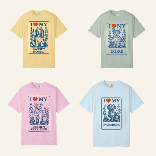 I ❤️ My [Your Dog Breed] T-Shirt – Vintage Floral Pet Lover Tee